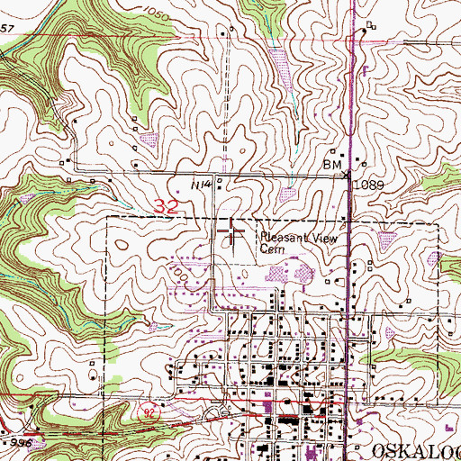 Topographic Map of Pleasant View Cemetery, KS
