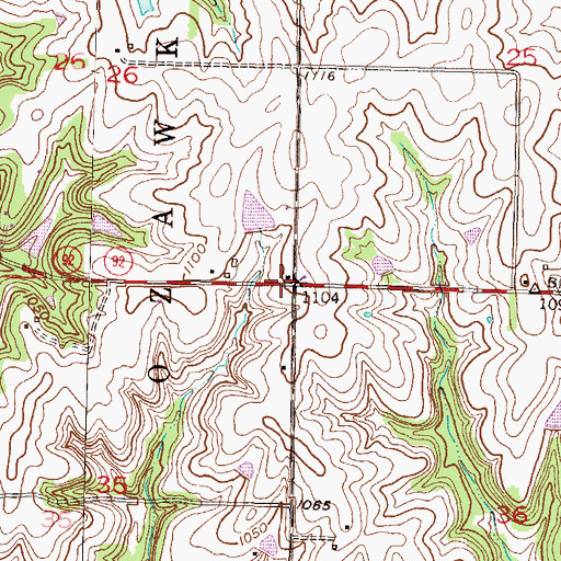 Topographic Map of Buck Point School, KS