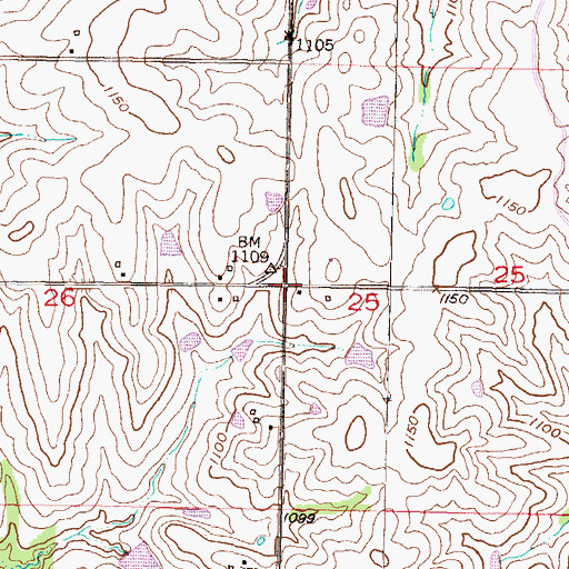 Topographic Map of Central Chapel, KS