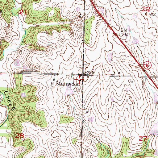 Topographic Map of Stanwood Friends Church, KS