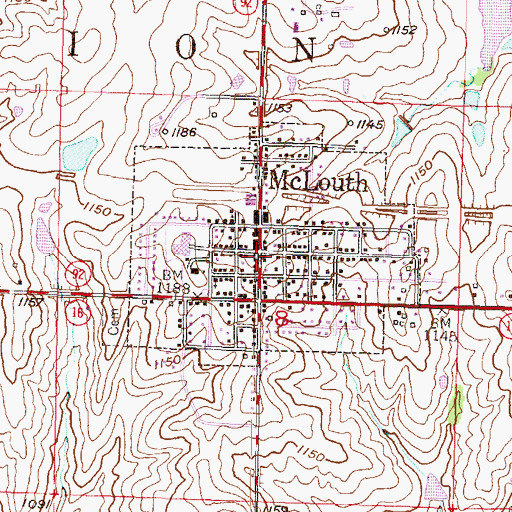 Topographic Map of McLouth, KS