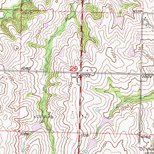 Topographic Map of Brown Grove School, KS