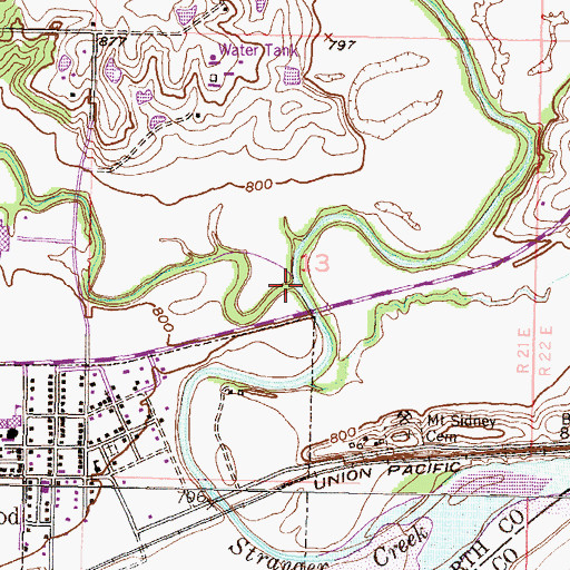 Topographic Map of Ninemile Creek, KS