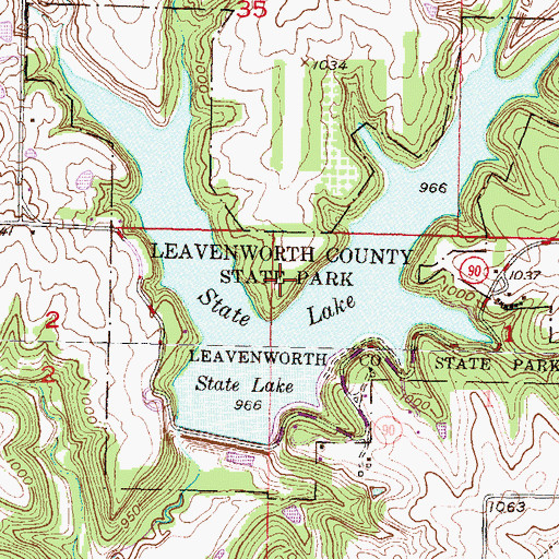 Topographic Map of Leavenworth County State Park, KS