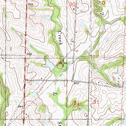 Topographic Map of Murray Creek, KS