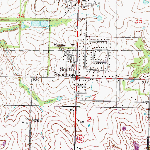 Topographic Map of South Basehor, KS