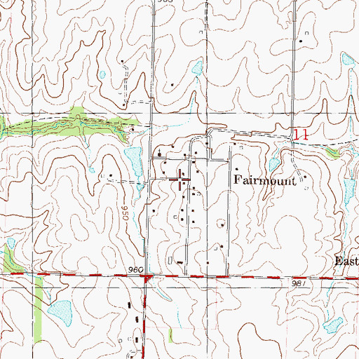 Topographic Map of Fairmount, KS