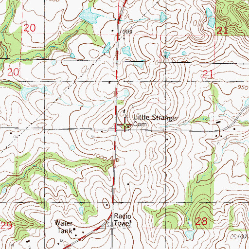 Topographic Map of Little Stranger Church, KS