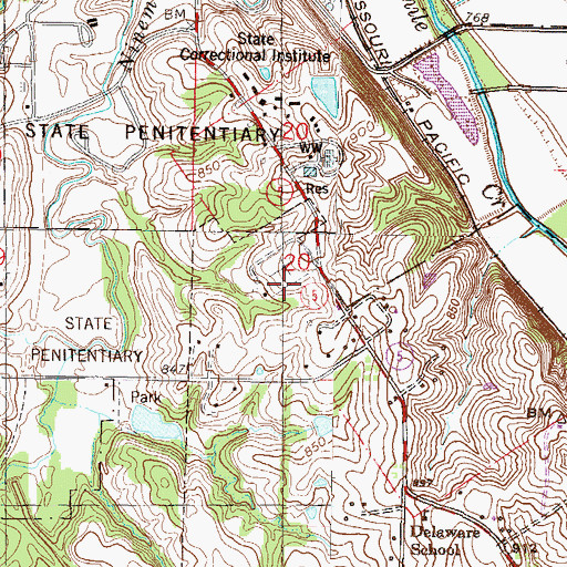 Topographic Map of Lansing Cemetery, KS