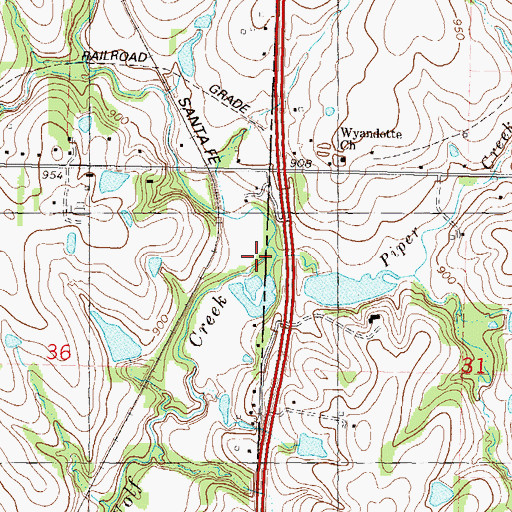 Topographic Map of Piper Creek, KS