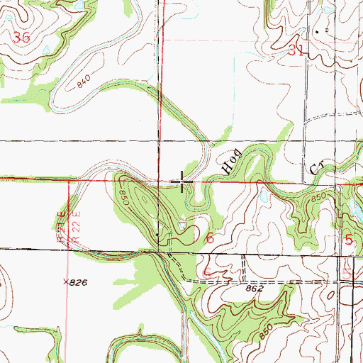 Topographic Map of Hog Creek, KS