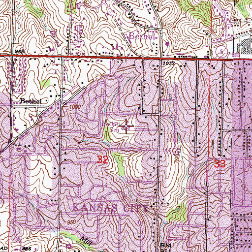 Topographic Map of Bethel Elementary School, KS