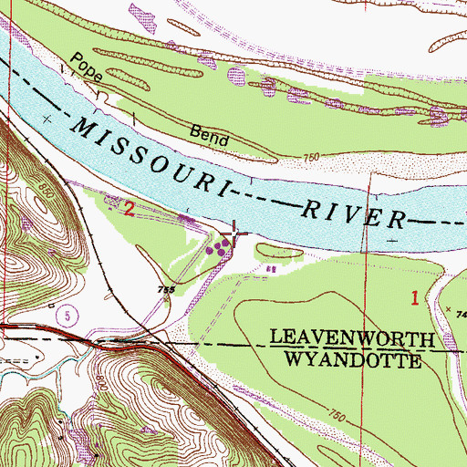 Topographic Map of Island Creek, KS