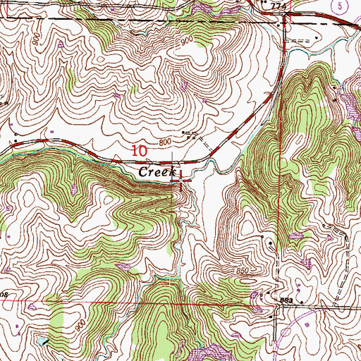 Topographic Map of Honey Creek, KS