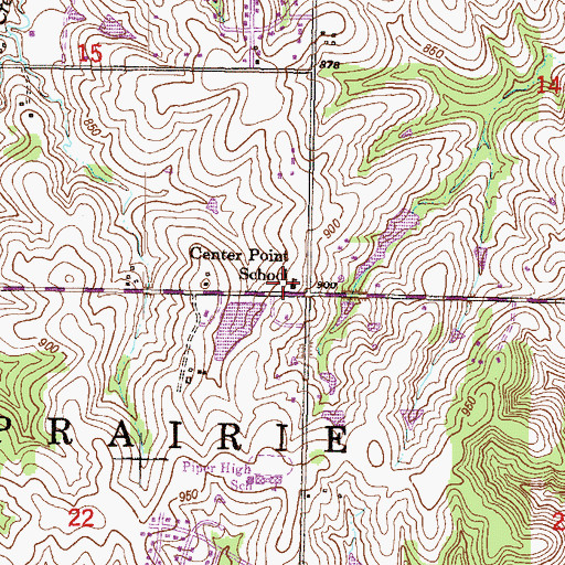 Topographic Map of Center Point School (historical), KS