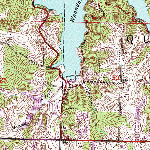 Topographic Map of Marshall Creek, KS