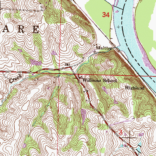 Topographic Map of Williams School, KS