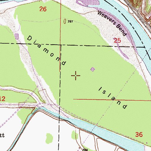 Topographic Map of Diamond Island, KS