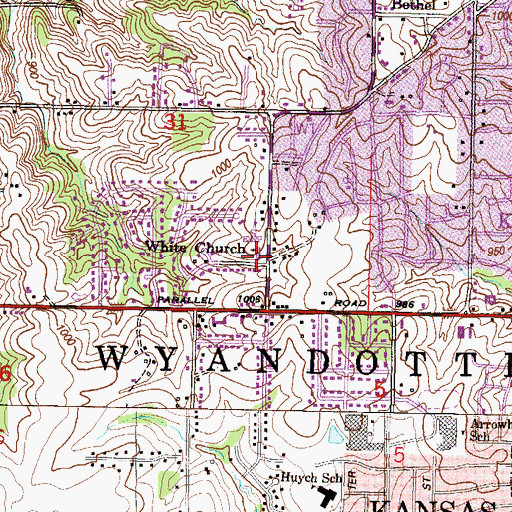 Topographic Map of White Church, KS