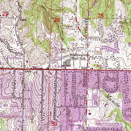 Topographic Map of Washington High School, KS