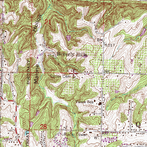 Topographic Map of Saylor Cemetery, KS