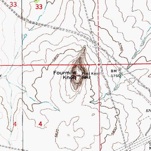 Topographic Map of Fourmile Knoll, AZ