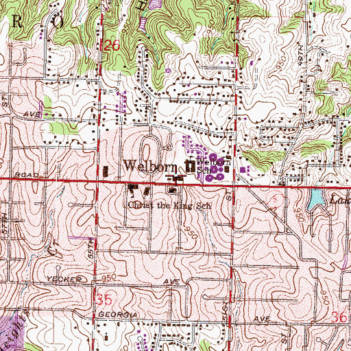 Topographic Map of Welborn, KS