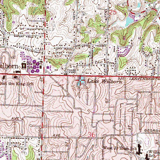 Topographic Map of Lake Welborn, KS