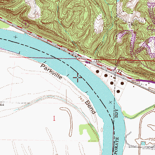Topographic Map of Parkville Bend, KS