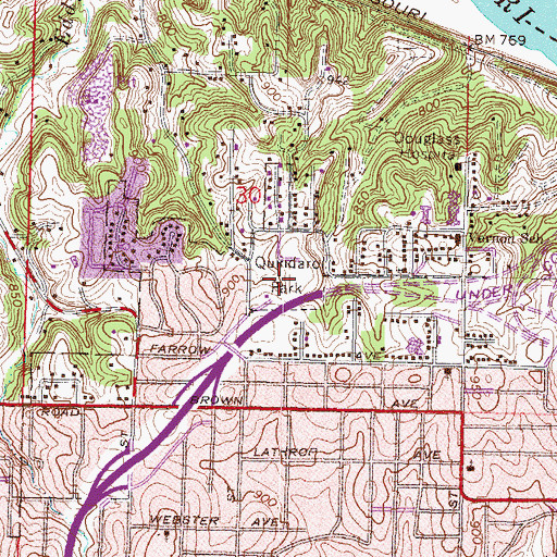 Topographic Map of Quindaro Park, KS