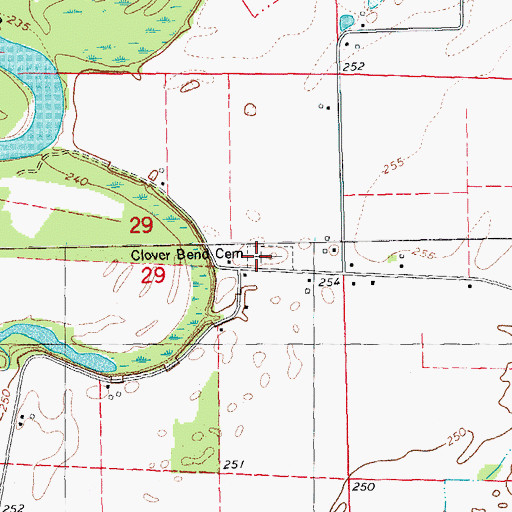 Topographic Map of Clover Bend Cemetery, AR