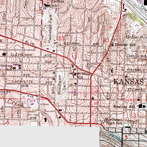 Topographic Map of Our Lady and Saint Rose Elementary School, KS