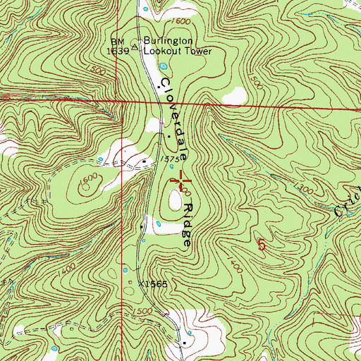 Topographic Map of Cloverdale Ridge, AR