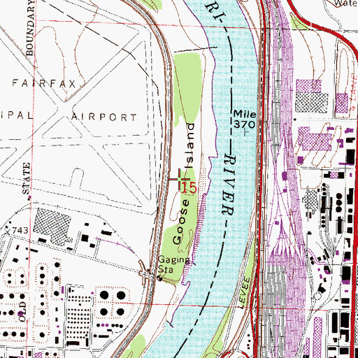Topographic Map of Goose Island, KS