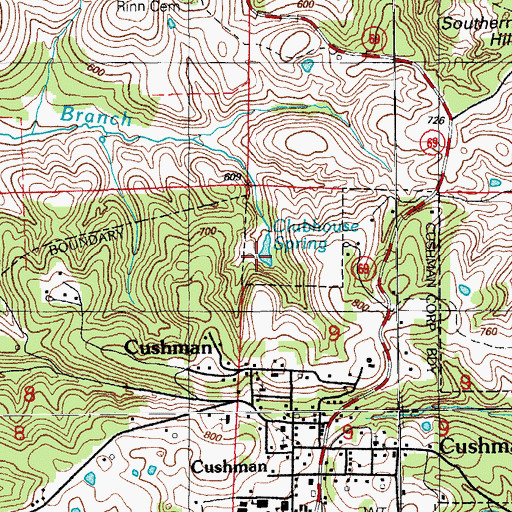 Topographic Map of Clubhouse Spring, AR