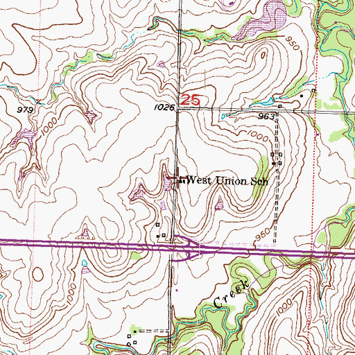 Topographic Map of West Union School (historical), KS
