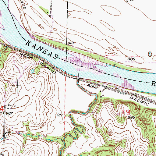 Topographic Map of Vassar Creek, KS