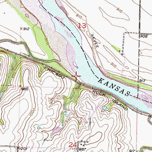 Topographic Map of Post Creek, KS
