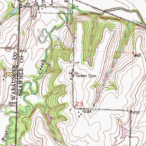 Topographic Map of Uniontown Cemetery, KS