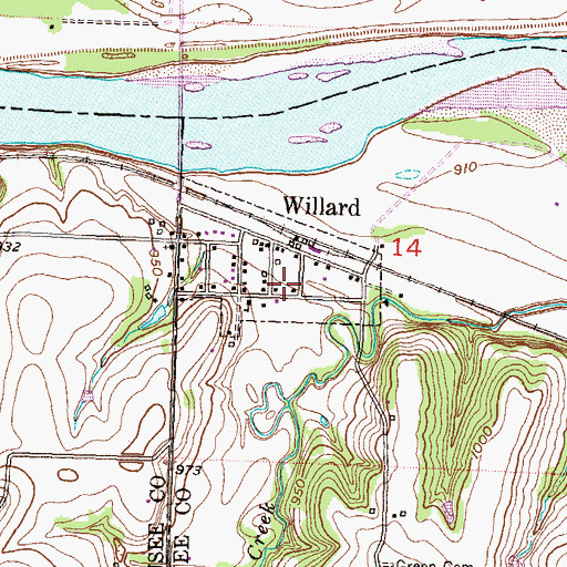 Topographic Map of Willard, KS