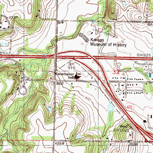 Topographic Map of Wanamaker Elementary School, KS