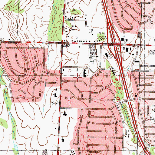 Topographic Map of Allen Airpark (historical), KS