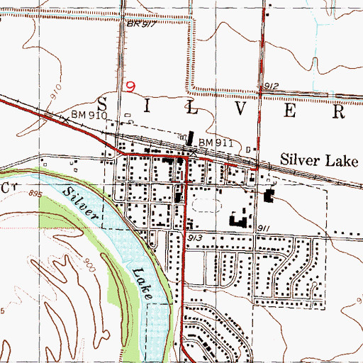 Topographic Map of Silver Lake, KS