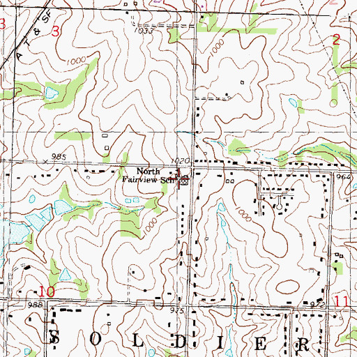 Topographic Map of North Fairview Elementary School, KS