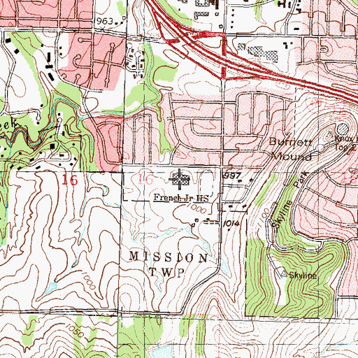 Topographic Map of Marjorie French Middle School, KS