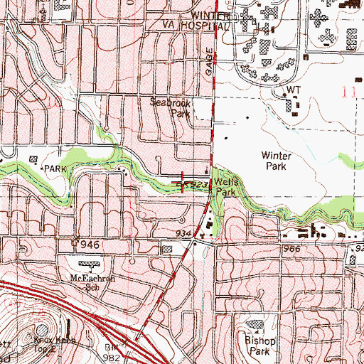 Topographic Map of Wells Park, KS