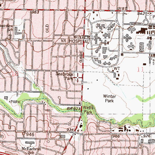 Topographic Map of Seabrook Park, KS