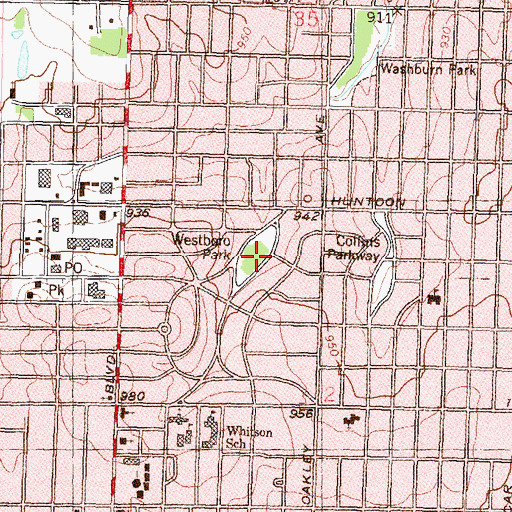 Topographic Map of Westboro Park, KS