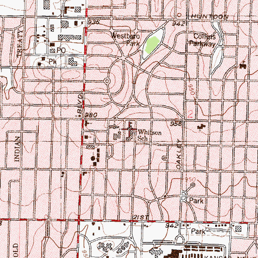 Topographic Map of Whitson Elementary School, KS