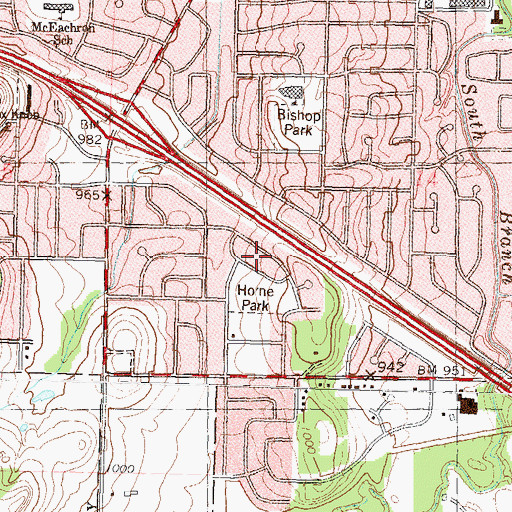Topographic Map of Horne Park, KS